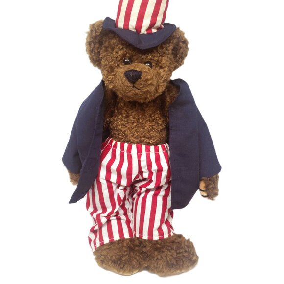 Retired Ty Attic Treasures Uncle Sam Samuel Patriotic Bear Plush 14" Jointed - Picture 5 of 7